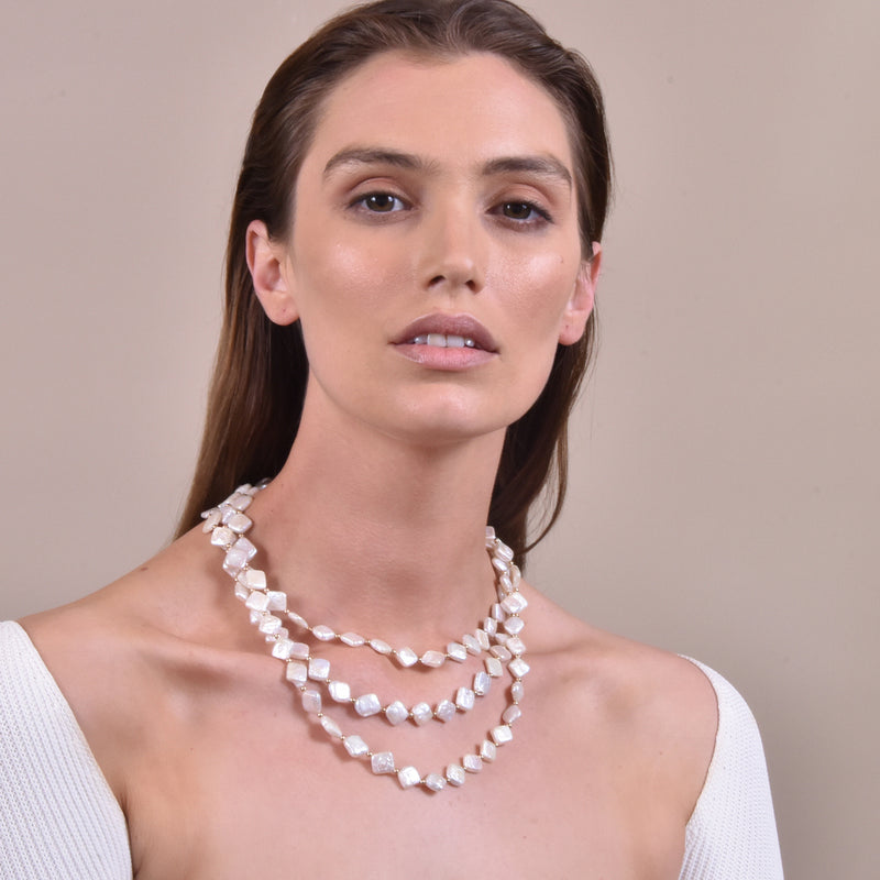 Culturesse Florence Luxury Diamond Pearl Layering Necklace 