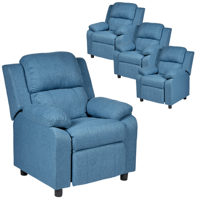 Set of 4 Erika Blue Kids Recliner Sofa Chair Blue Lounge Couch Armchair Childrens