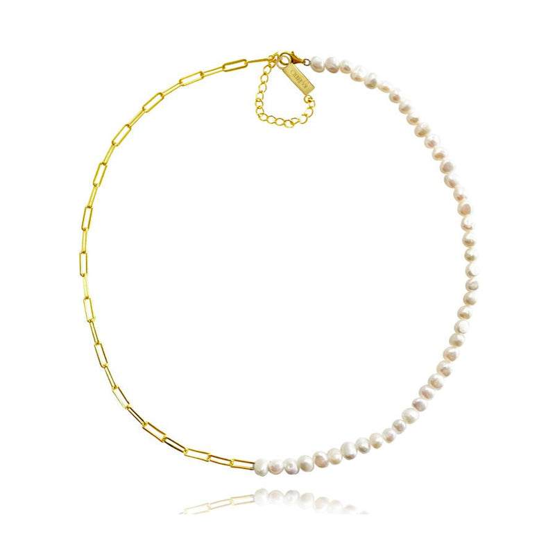 Culturesse Prairie Italian Silver Pearl Chain Necklace 