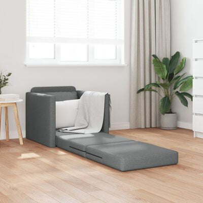 Floor Sofa Bed 2-in-1 Dark Grey 74x77x81 cm Fabric
