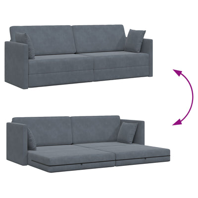 Floor Sofa Bed 2-in-1 Dark Grey 213x144x60 cm Velvet