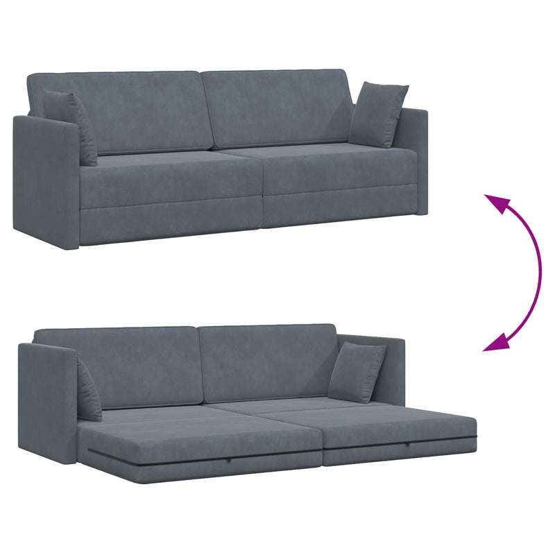 Floor Sofa Bed 2-in-1 Dark Grey 213x144x60 cm Velvet