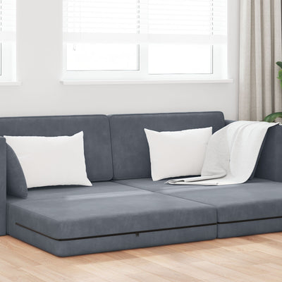 Floor Sofa Bed 2-in-1 Dark Grey 213x144x60 cm Velvet