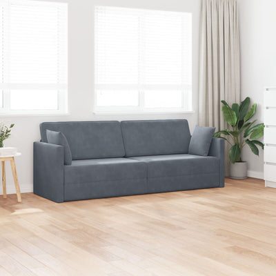 Floor Sofa Bed 2-in-1 Dark Grey 213x144x60 cm Velvet