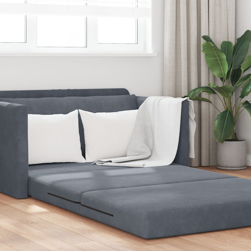 Floor Sofa Bed 2-in-1 Dark Grey 124x204x61 cm Velvet