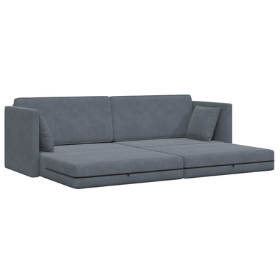 Floor Sofa Bed 2-in-1 Dark Grey 213x144x60 cm Velvet