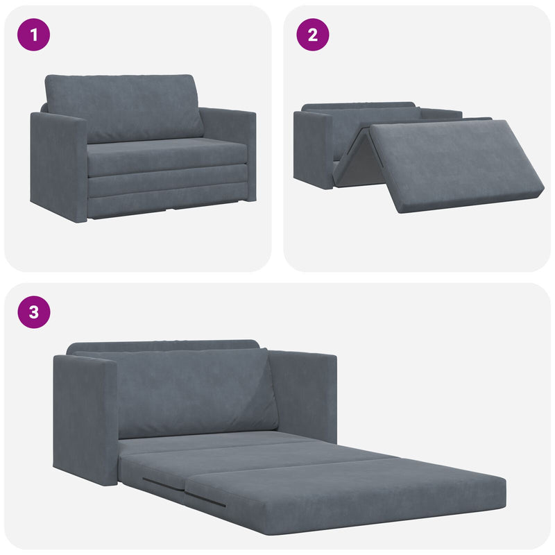 Floor Sofa Bed 2-in-1 Dark Grey 124x204x61 cm Velvet
