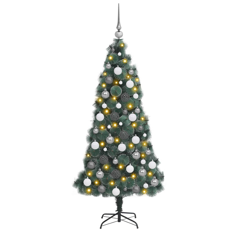 Artificial Christmas Tree with LED and Bauble Set Green 240 cm PET