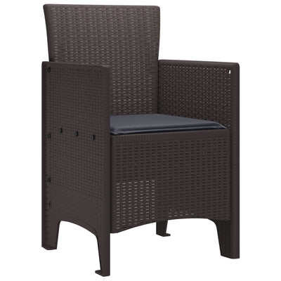 Garden Chairs with Cushions 4 pcs Brown Poly Rattan