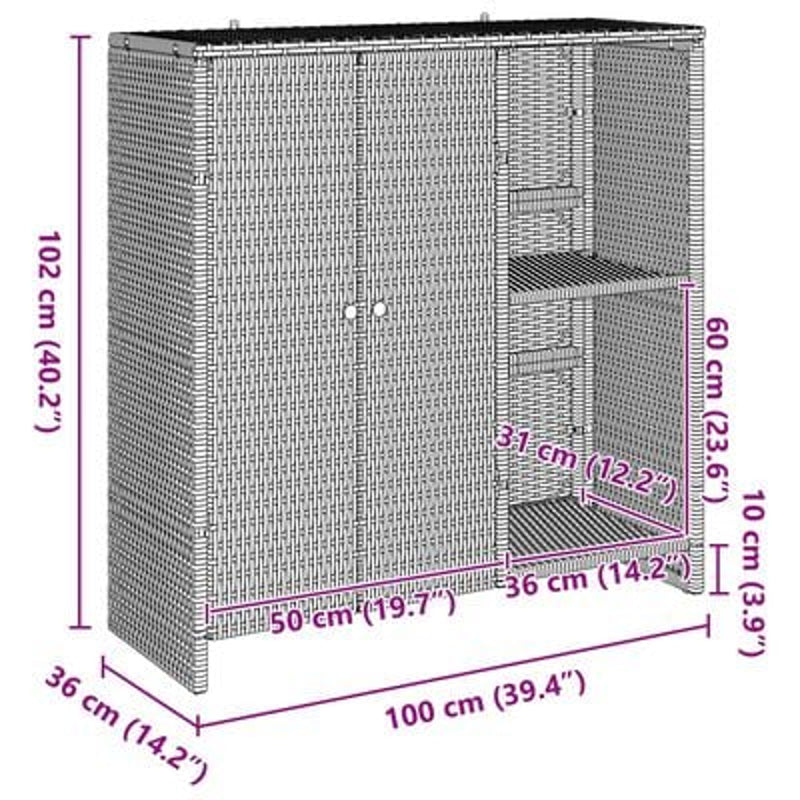 Storage Cabinet Beige 100x36x102 cm Rattan