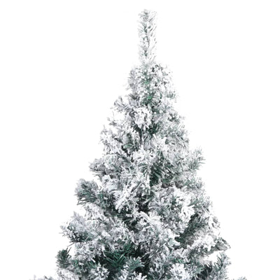 Slim Christmas Tree 300 LEDs & Ball Set & Flocked Snow Green 180 cm