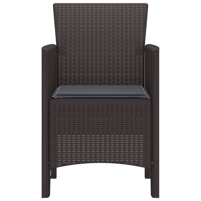 Garden Chairs with Cushions 2 pcs Brown Poly Rattan