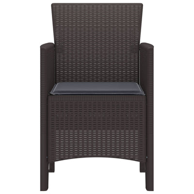 Garden Chairs with Cushions 4 pcs Brown Poly Rattan