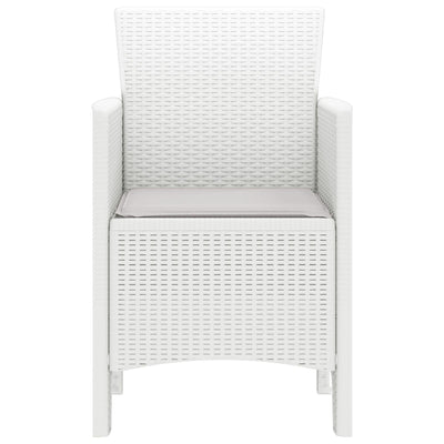 Garden Chairs with Cushions 2 pcs White Poly Rattan