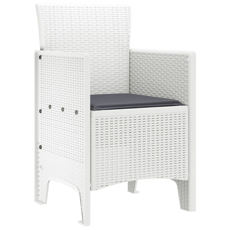 Garden Chairs with Cushions 2 pcs White Poly Rattan