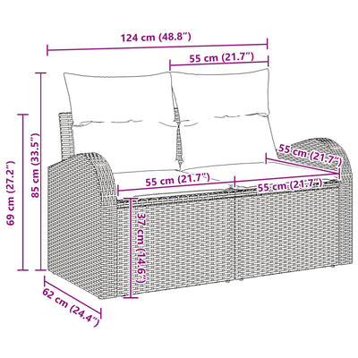 8 Piece Garden Sofa Set with Cushions Black Poly Rattan