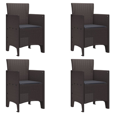 Garden Chairs with Cushions 4 pcs Brown Poly Rattan
