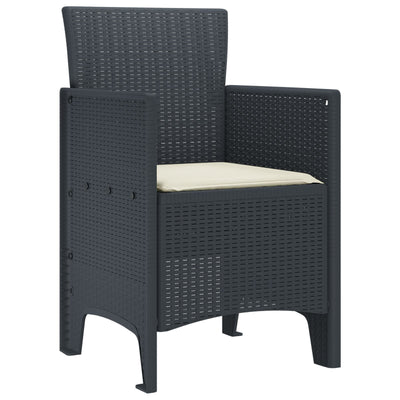 Garden Chairs with Cushions 2 pcs Anthracite Poly Rattan