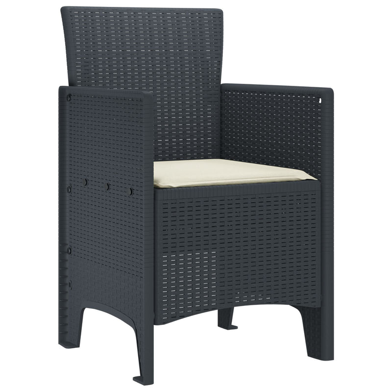 Garden Chairs with Cushions 2 pcs Anthracite Poly Rattan