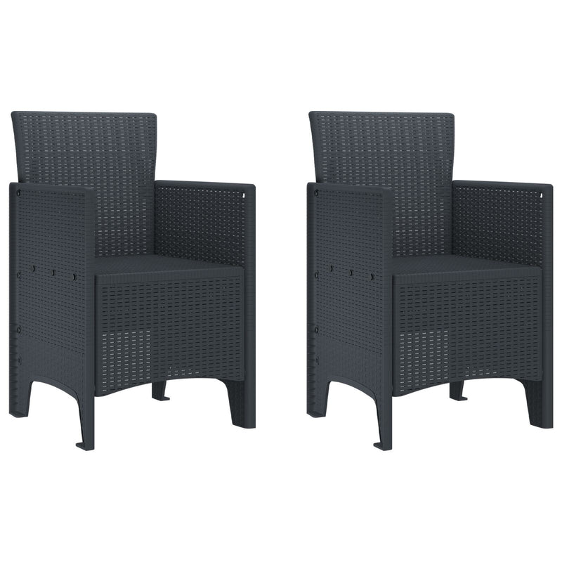Garden Chairs with Cushions 2 pcs Brown Poly Rattan