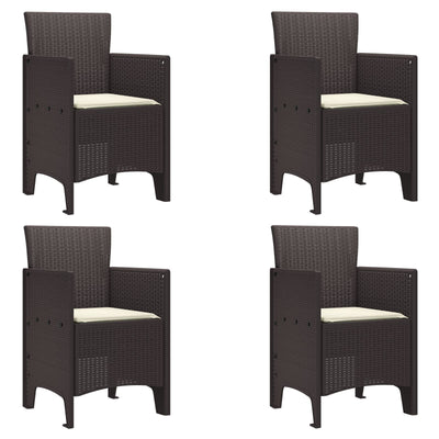 Garden Chairs with Cushions 4 pcs Brown Poly Rattan