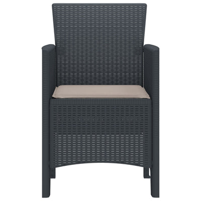Garden Chairs with Cushions 2 pcs Anthracite Poly Rattan