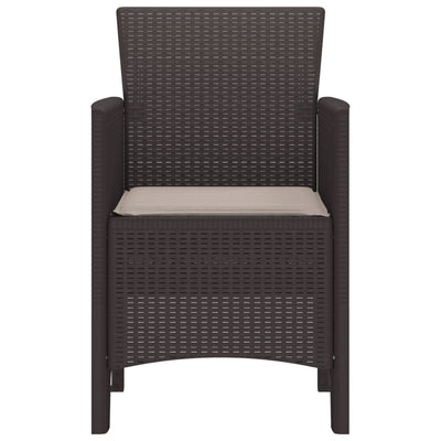 Garden Chairs with Cushions 4 pcs Brown Poly Rattan