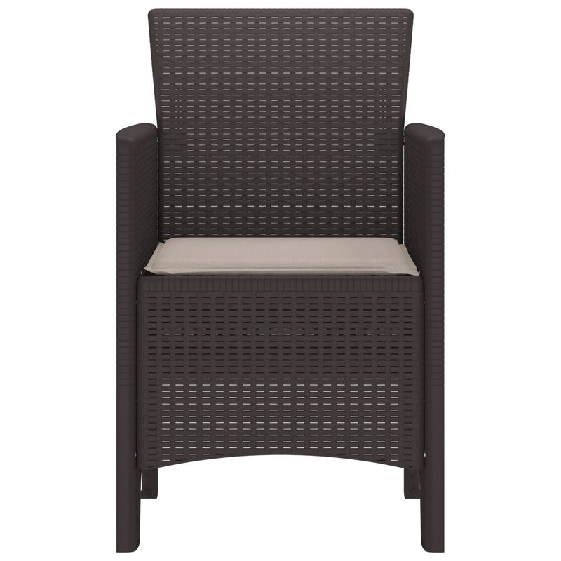 Garden Chairs with Cushions 4 pcs Brown Poly Rattan
