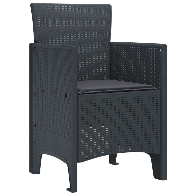 Garden Chairs with Cushions 2 pcs Anthracite Poly Rattan