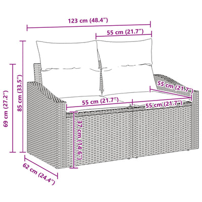 6 Piece Garden Sofa Set with Cushions Grey Poly Rattan