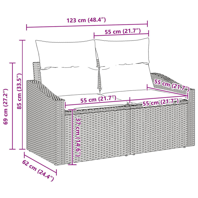6 Piece Garden Sofa Set with Cushions Grey Poly Rattan