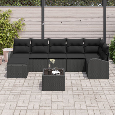 8 Piece Garden Sofa Set with Cushions Beige Poly Rattan