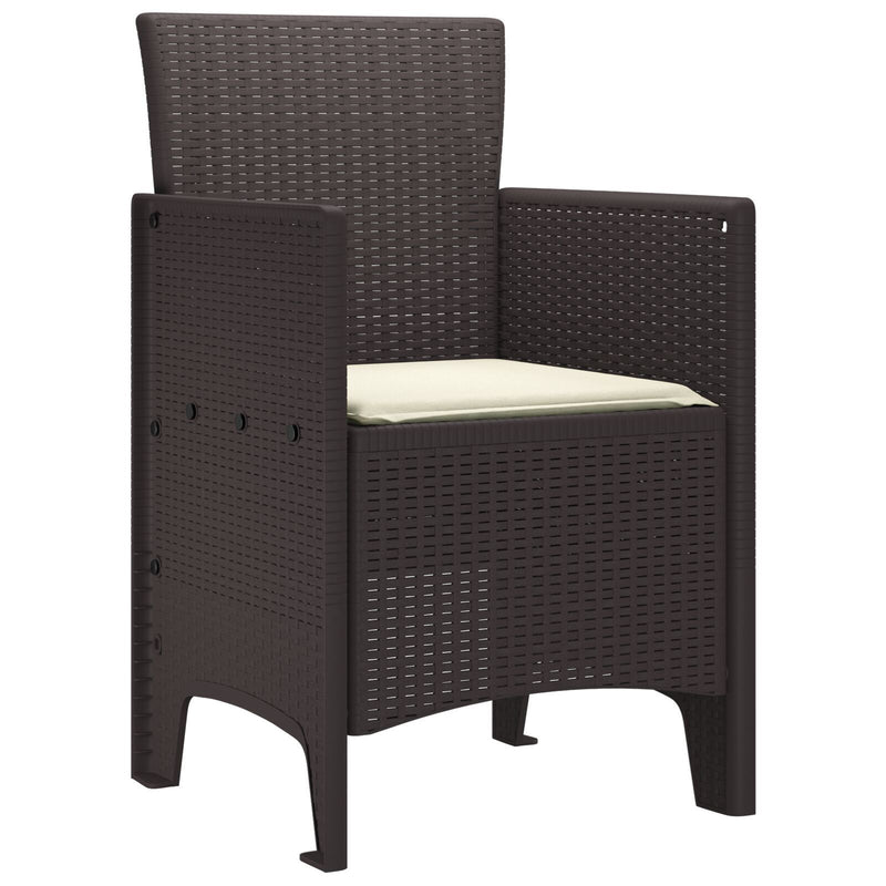 Garden Chairs with Cushions 4 pcs Brown Poly Rattan