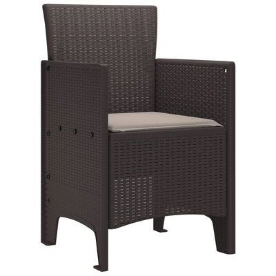 Garden Chairs with Cushions 2 pcs Brown Poly Rattan
