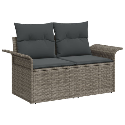 4 Piece Garden Sofa Set with Cushions Grey Poly Rattan