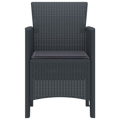 Garden Chairs with Cushions 2 pcs Anthracite Poly Rattan