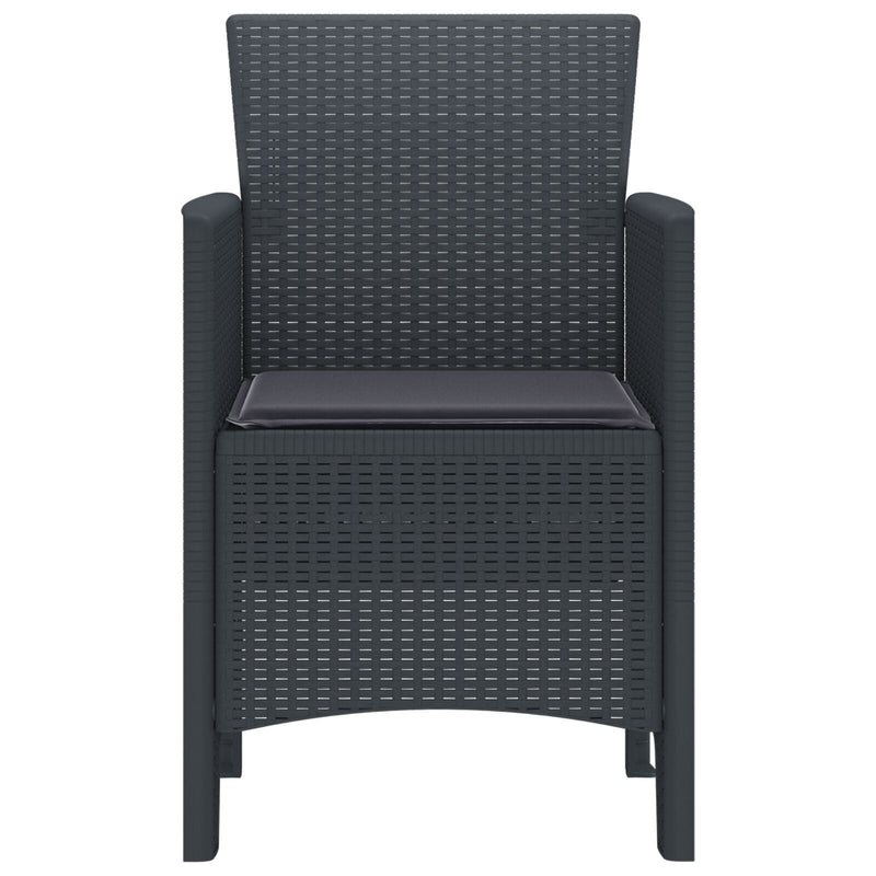 Garden Chairs with Cushions 2 pcs Anthracite Poly Rattan