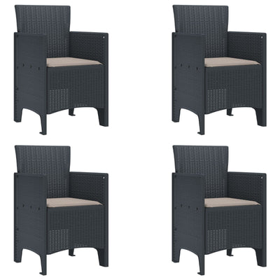 Garden Chairs with Cushions 4 pcs Anthracite Poly Rattan