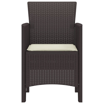 Garden Chairs with Cushions 4 pcs Brown Poly Rattan