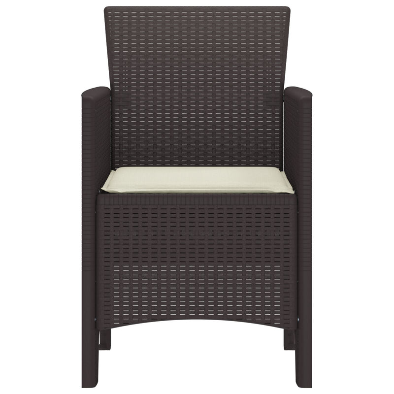 Garden Chairs with Cushions 4 pcs Brown Poly Rattan