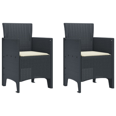 Garden Chairs with Cushions 2 pcs Anthracite Poly Rattan