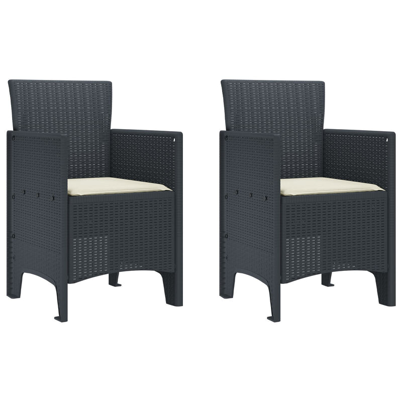Garden Chairs with Cushions 2 pcs Anthracite Poly Rattan