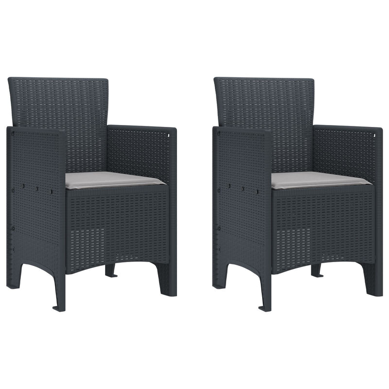 Garden Chairs with Cushions 2 pcs Anthracite Poly Rattan