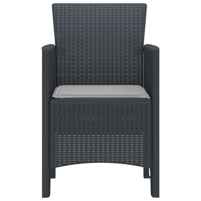 Garden Chairs with Cushions 2 pcs Anthracite Poly Rattan