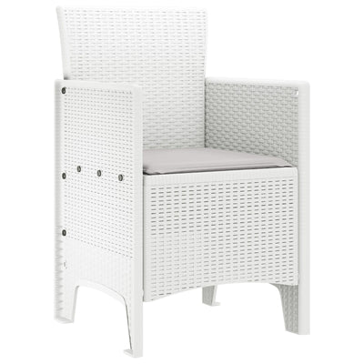 Garden Chairs with Cushions 2 pcs White Poly Rattan