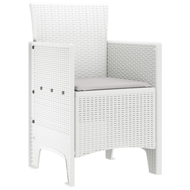 Garden Chairs with Cushions 2 pcs White Poly Rattan