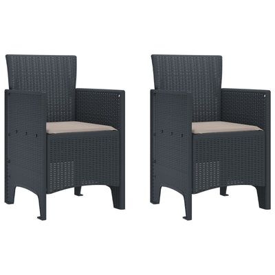 Garden Chairs with Cushions 2 pcs Anthracite Poly Rattan