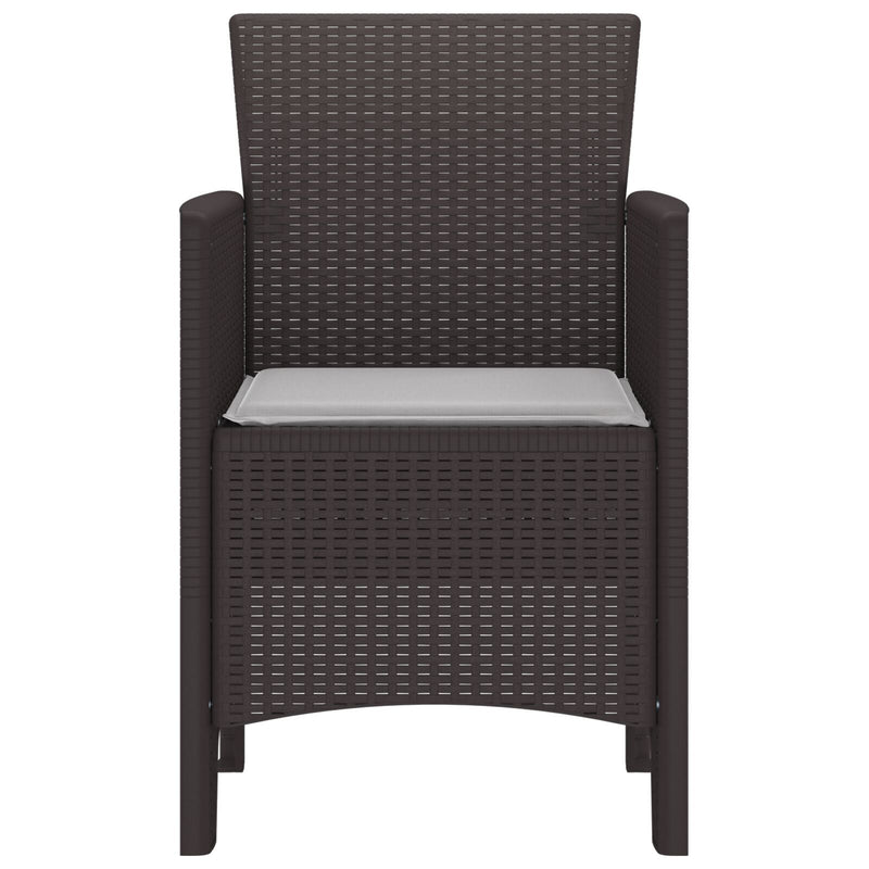 Garden Chairs with Cushions 4 pcs Brown Poly Rattan