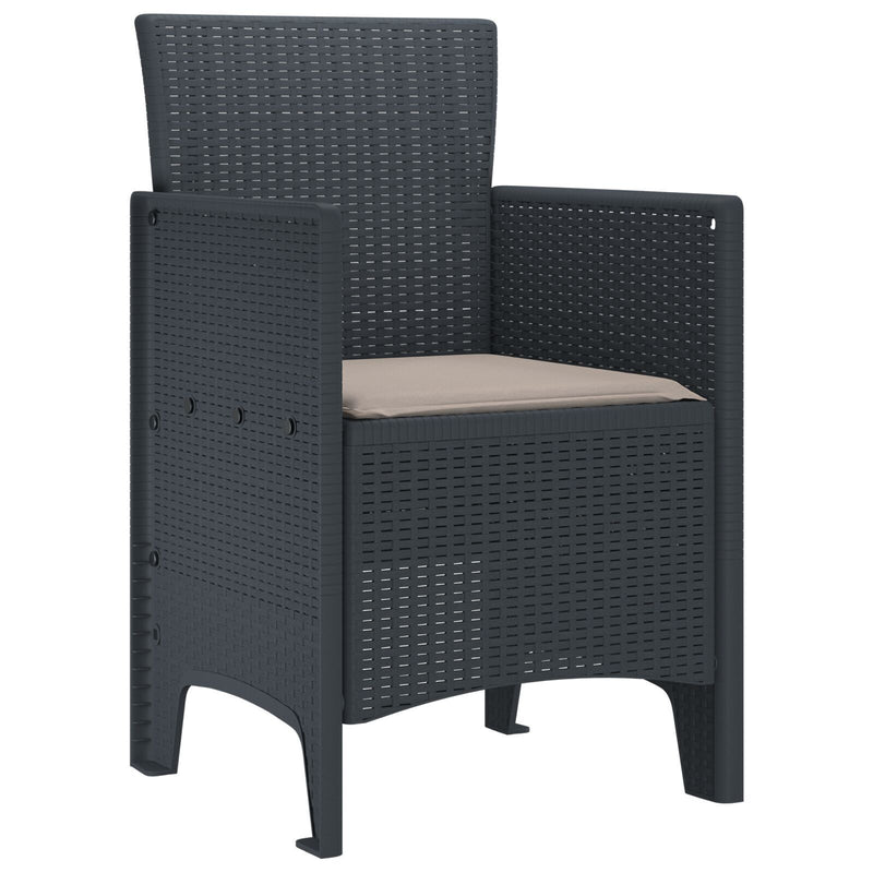 Garden Chairs with Cushions 4 pcs Anthracite Poly Rattan