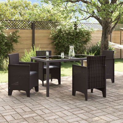 Garden Chairs with Cushions 4 pcs Brown Poly Rattan